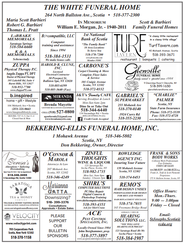 Bulletin advertisers st joseph s church